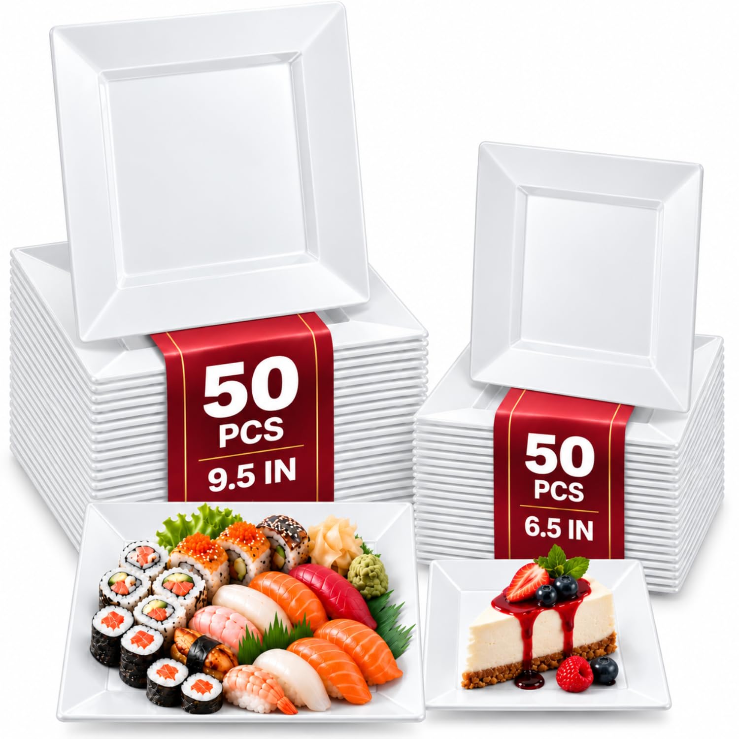 White Disposable Plates - 60 Pack for Parties -12