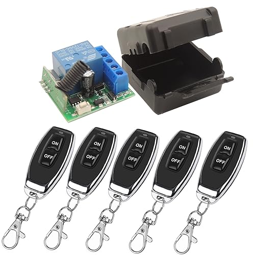 Miniatura 10 de DieseRC Interruptor de control remoto inalámbrico universal de 433 Mhz, CC 12 V, 1 canal, módulo receptor de relé RF con 2 transmisores, interruptor