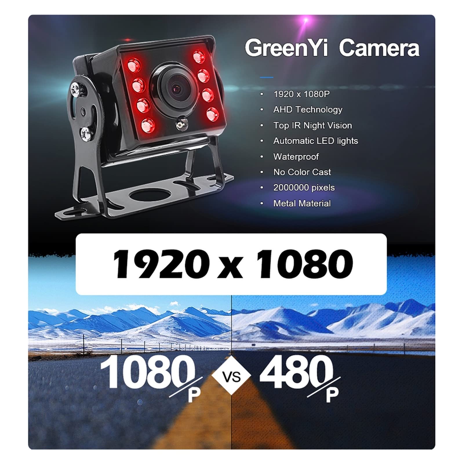 HD AHD 1080P 8 Cal IPS. Pojazd autobusowy DVR. Monitor parkowania rejestratora z 2 kanałami z przodu widok z tyłu Ir Podczerwień DOPROWADZIŁO Kamera Dla SamochodóW CiężArowych SamochodóW Kempingowych