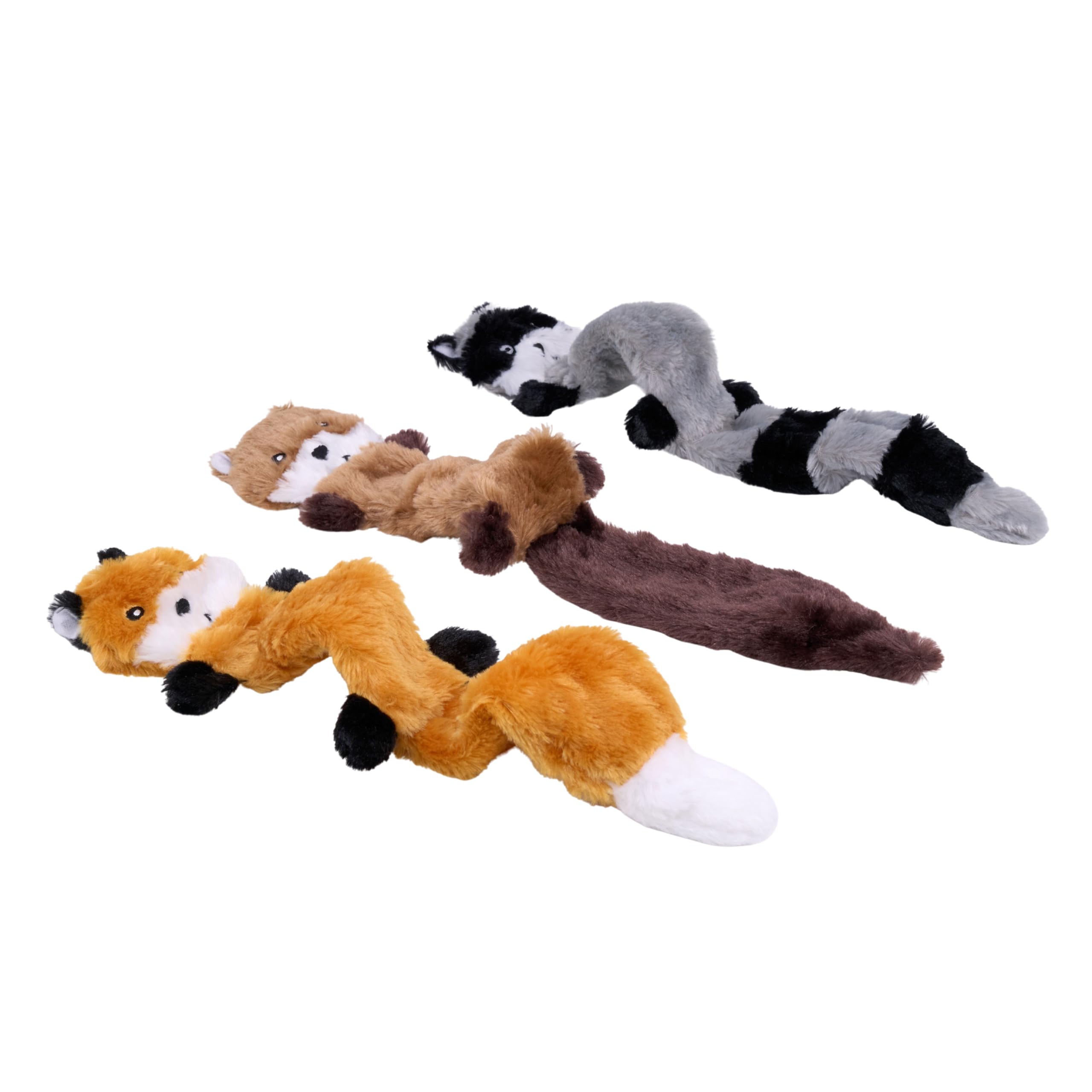 ZippyPaws - Skinny Peltz No Stuffing piszcząca pluszowa zabawka dla psa, lis, szop i wiewiórka - L