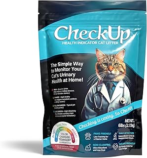 KIT4CAT CheckUp Health Indicator Cat Litter – Color-Changing Non-Clumping Crystal Litter for Urinary Health Monitoring | Low Dust, Odor Control | 6lb Bag