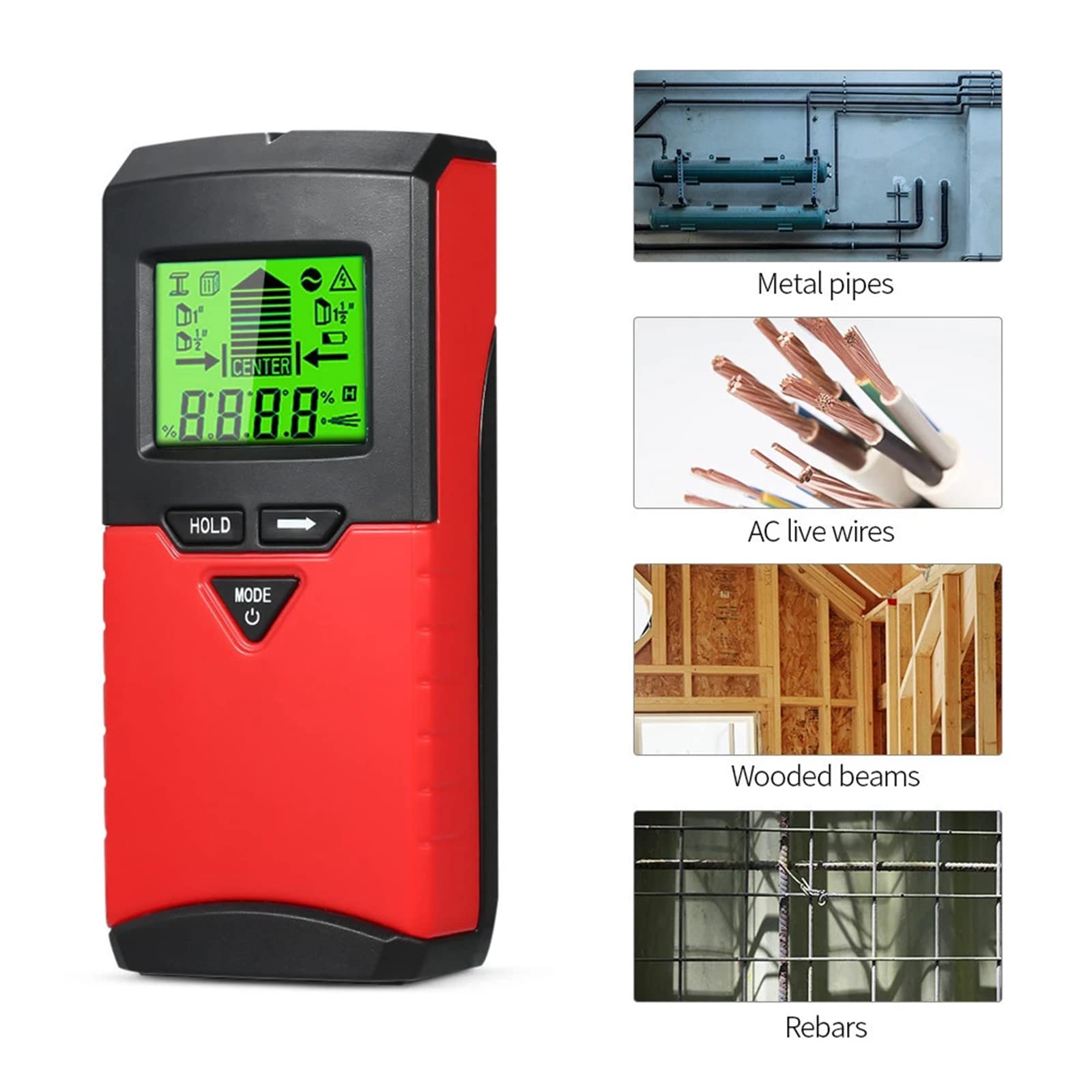 Detector de Metales 5 en 1, escáner de Pared, Cable de Madera de CA, rastreador de Profundidad, Detector de Pared con función de Regla de Nivel