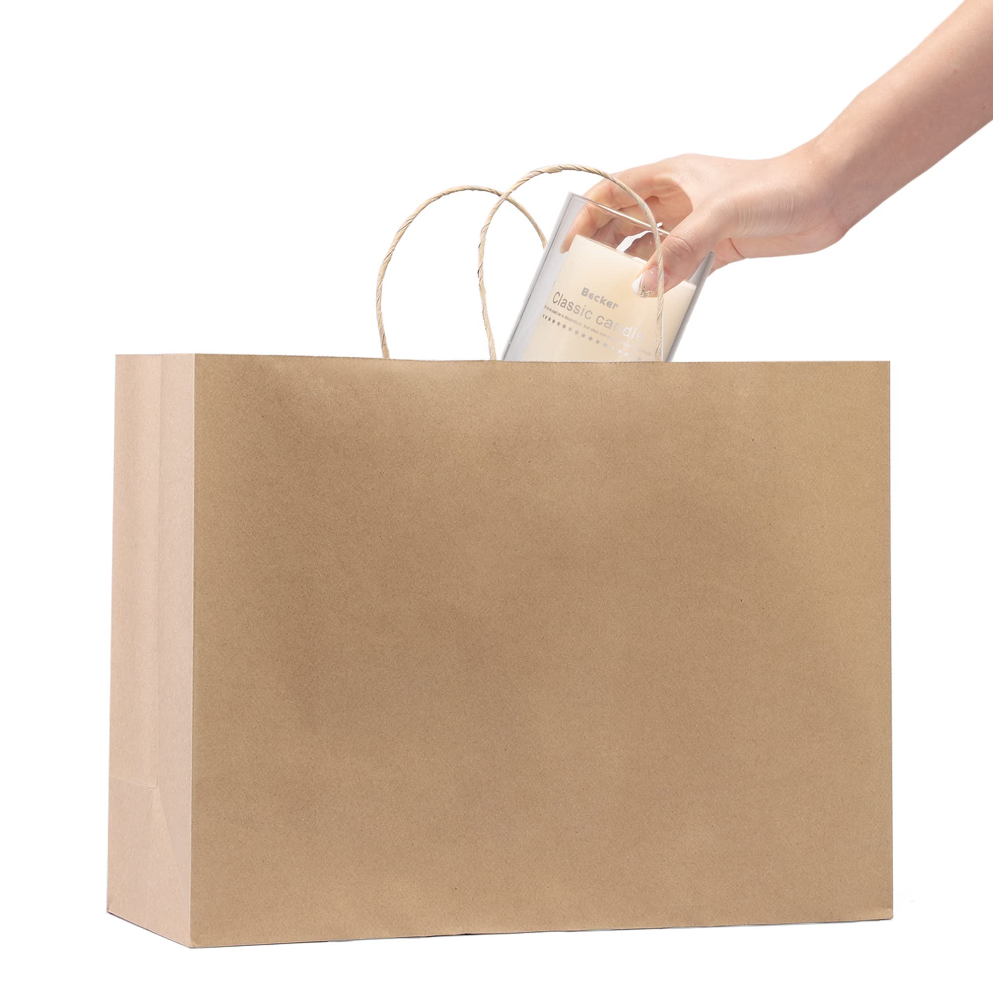 GSSUSA Halulu 25 Pcs 16x6x12 Kraft Brown Paper Handle Shopping Gift Merchandise Carry Retail Bags (B00YE2ZUIM) Amazon Price History, Amazon Price Tracker