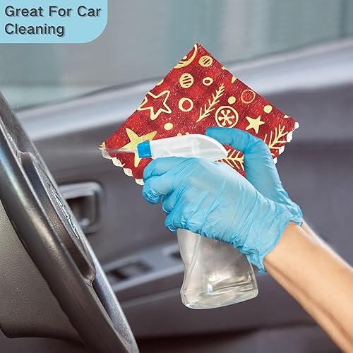 Miniatura 7 de KLL Merry Christmas Buffalo Plaid Check Gold Red Pattern Microfiber Dish Towels for Kitchen Theme Tea Towels Kitchen Fall Kitchen Hand Drying Towels