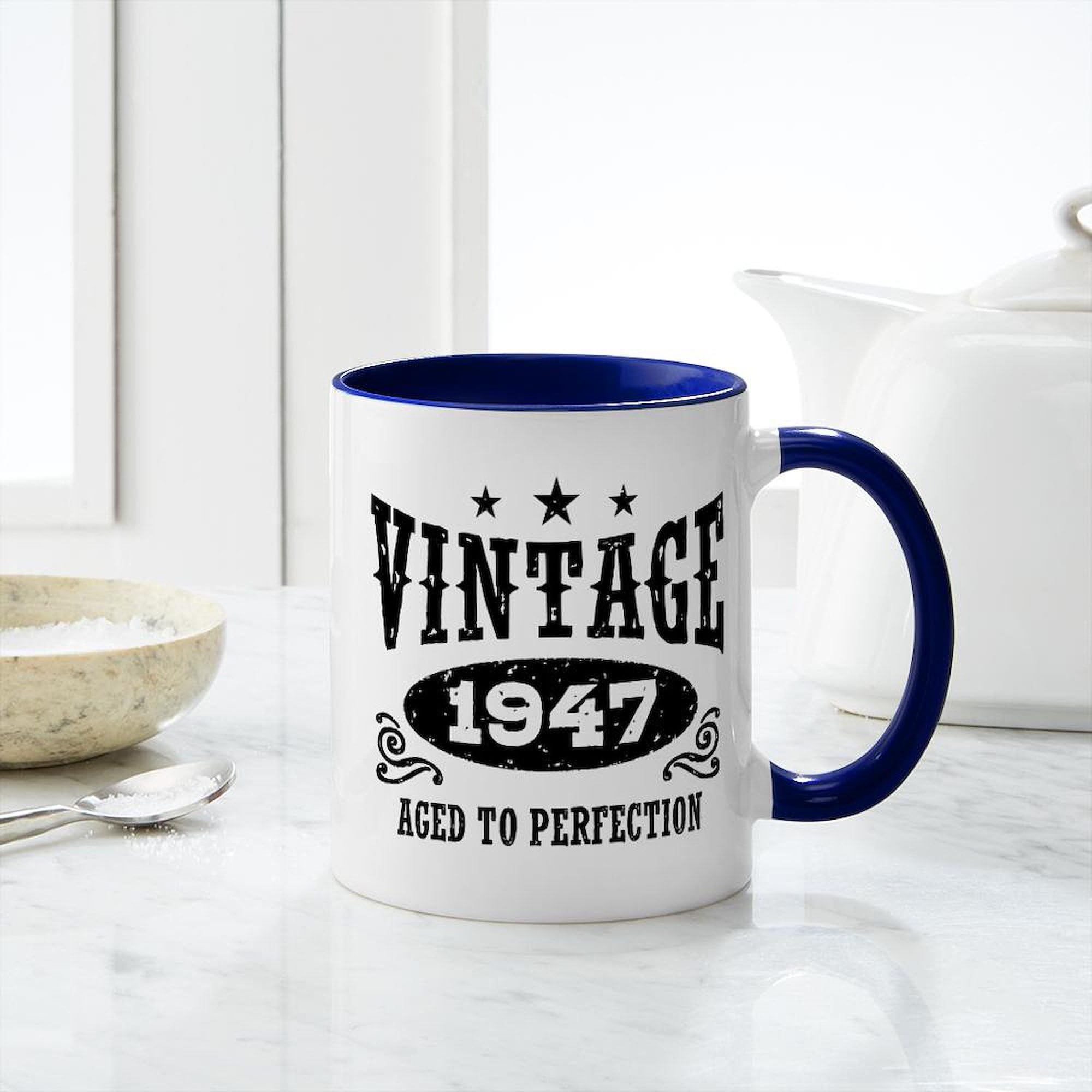 Amazon.com | CafePress Vintage 1947 Mug 11 oz (325 ml) Ceramic Coffee Mug: Coffee  Cups & Mugs
