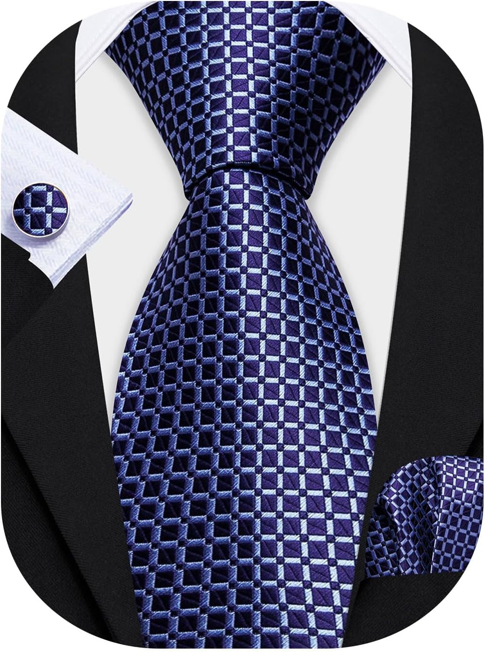 Mens Tie Set Plaid Check Neckties Formal Business Wedding Luxury Pocket Square Cufflinks