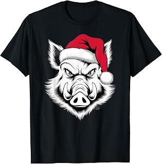 Joyful Feral Hog Santa on Wild Boar Christmas T-Shirt
