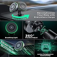 Vista 6 de Cargador de coche MagSafe, cargador inalámbrico magnético de 15 W, soporte de teléfono para salpicadero de ventilación de aire, soporte universal