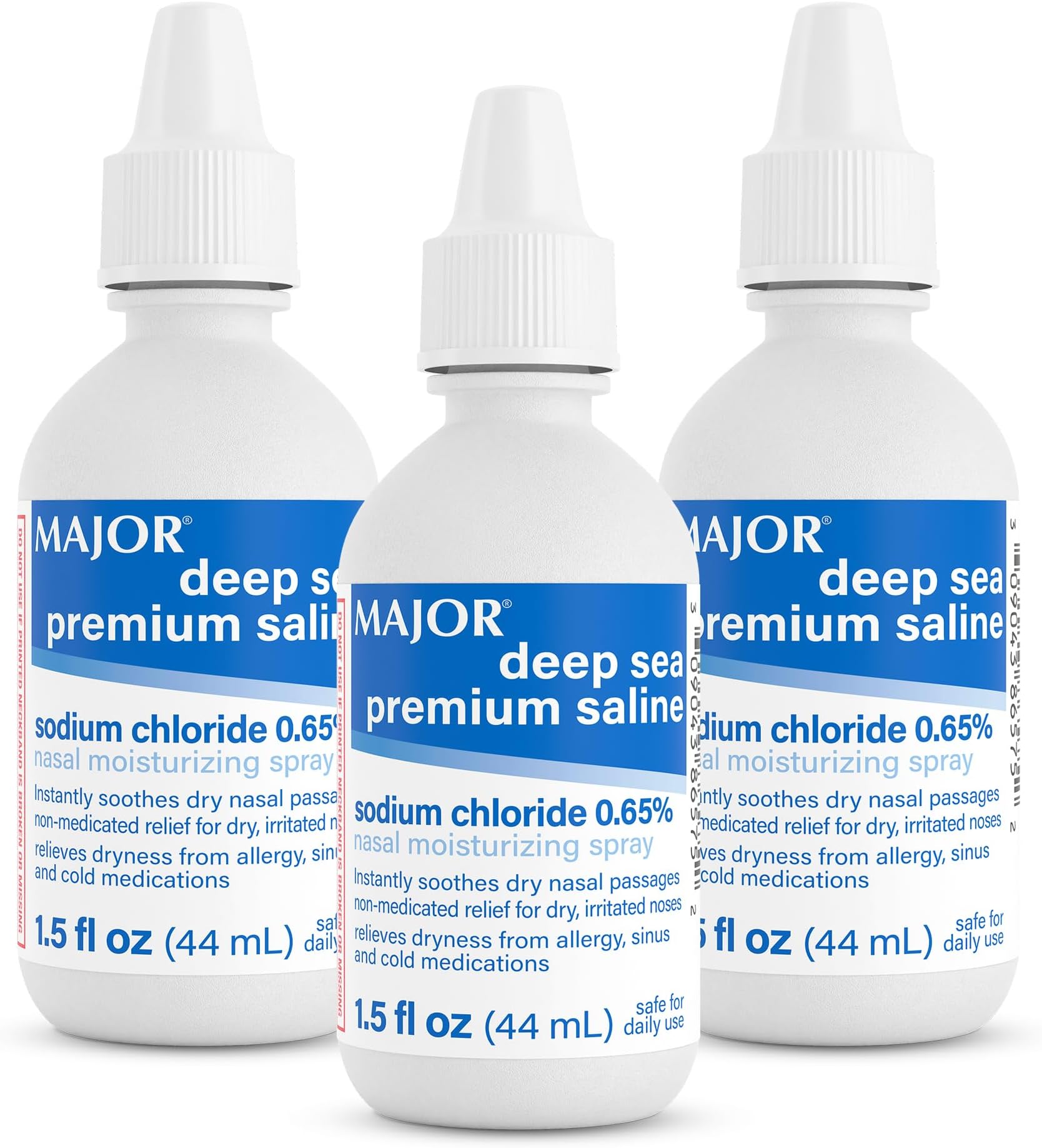 MAJOR Deep Sea Premium Saline - Nasal Moisturizing Spray for Dryness and Irritation Relief - Sodium Chloride 0.65% - 1.5 Fl. Oz (3 Pack)