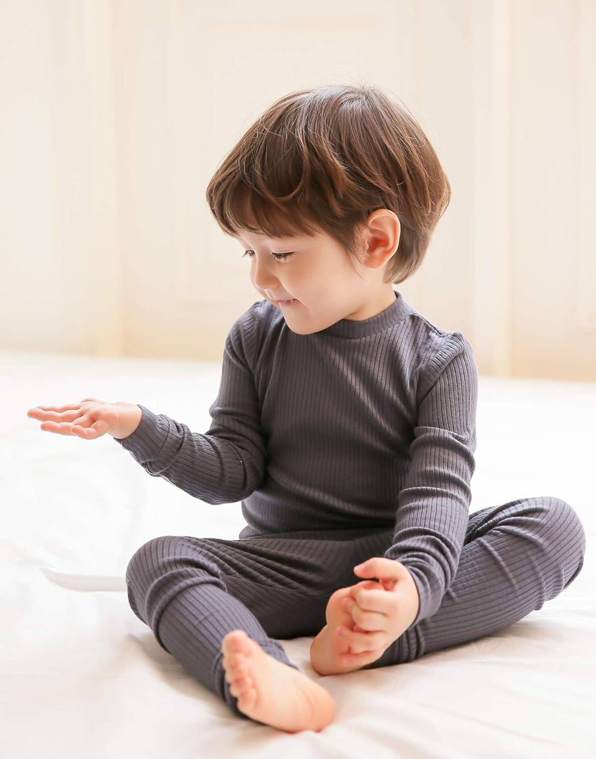 VAENAIT BABY 6M-12Y Infant Kids Toddler Junior Girls Soft Comfy Modal Tencel Shirring Sleepwear Pajamas 2pcs Set - Image 3