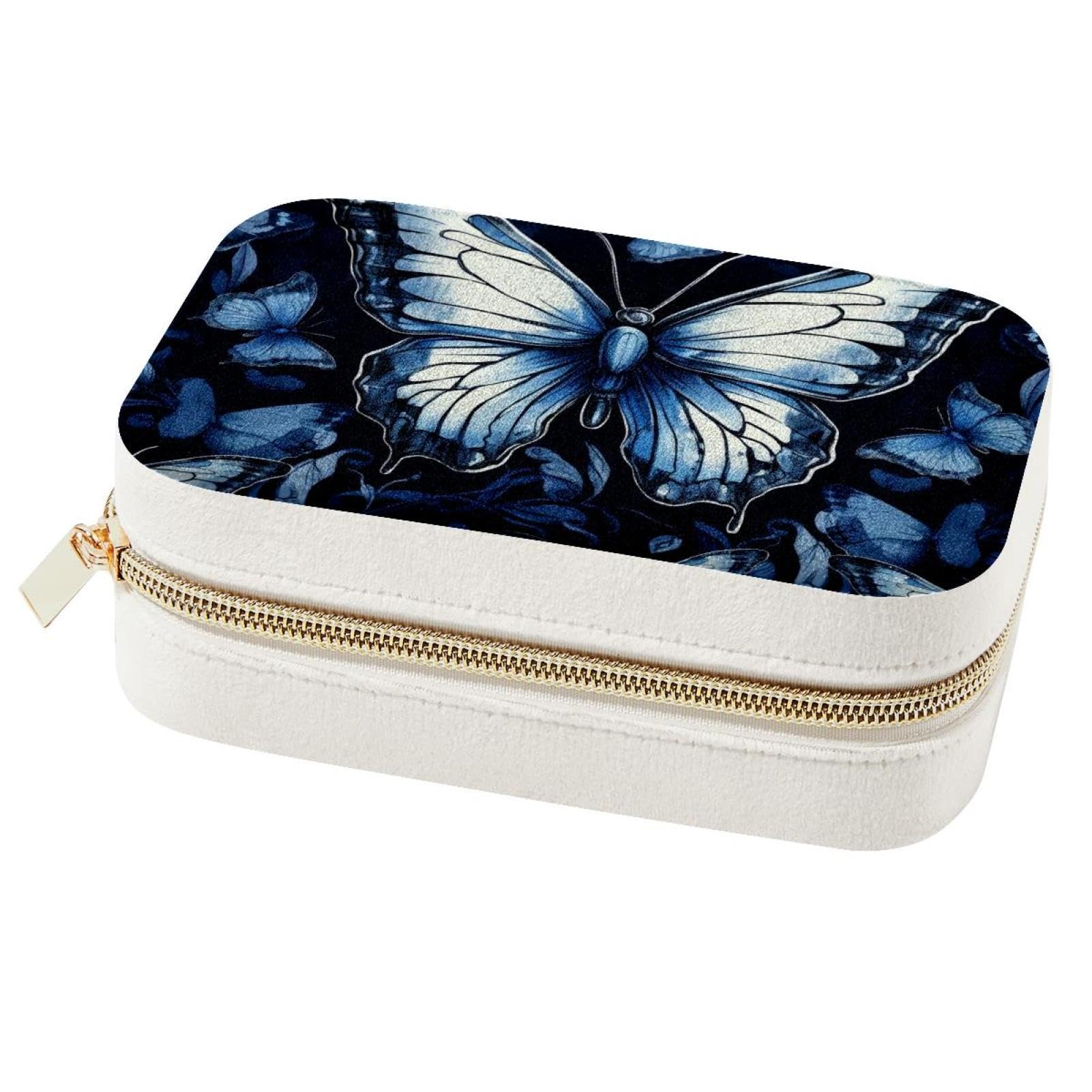 Boîte à bijoux papillon bleu foncé pour ne plus emmêler vos colliers