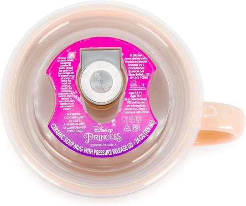 Miniatura 2 de Disney Princess - Taza de cerámica para sopa con tapa ventilada, cuenco para helado, cereales, avena, taza de café grande para expreso, cafeína,