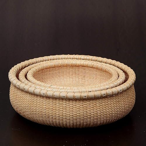 Miniatura 9 de Teng Tian Cesta de frutas de ratán hecha a mano, organizador de escritorio, bandeja redonda de ratán para servir bandeja de pan tejida para pastel,