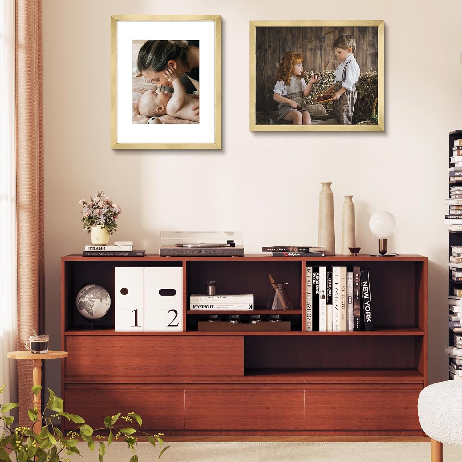 Golden State Art, 16x20 Picture Frame Set of 6 - Matted to 11x14 Photo - Engineered Wood Gallery Frame Set with Plastic Cover - Wall Mounting (Gold, 6 Pack)