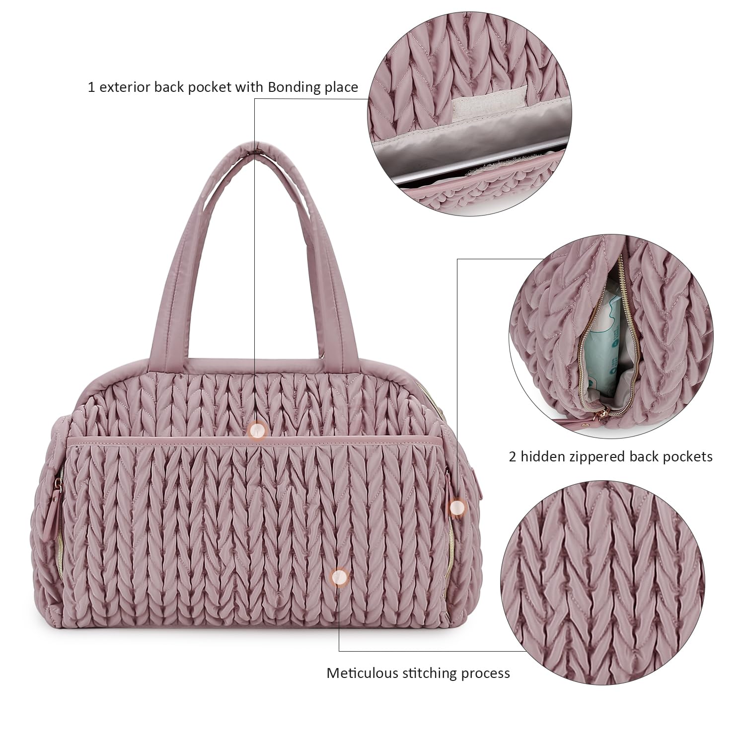 Borsa per pannolini Quiltde, grande, per maternità, borsa per passeggino, multifunzione, con tracolla regolabile
