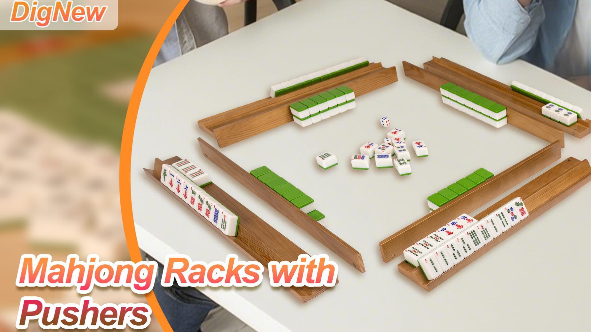 4 Porte-Dominos En Bois Naturel – Support Lisse Et Résistant Pour Jeux De Dominos, Mahjong Ou Lettres – Voyages, Soirées, Cadeau Pratique – 19 X 2,2 X 1,8 Cm