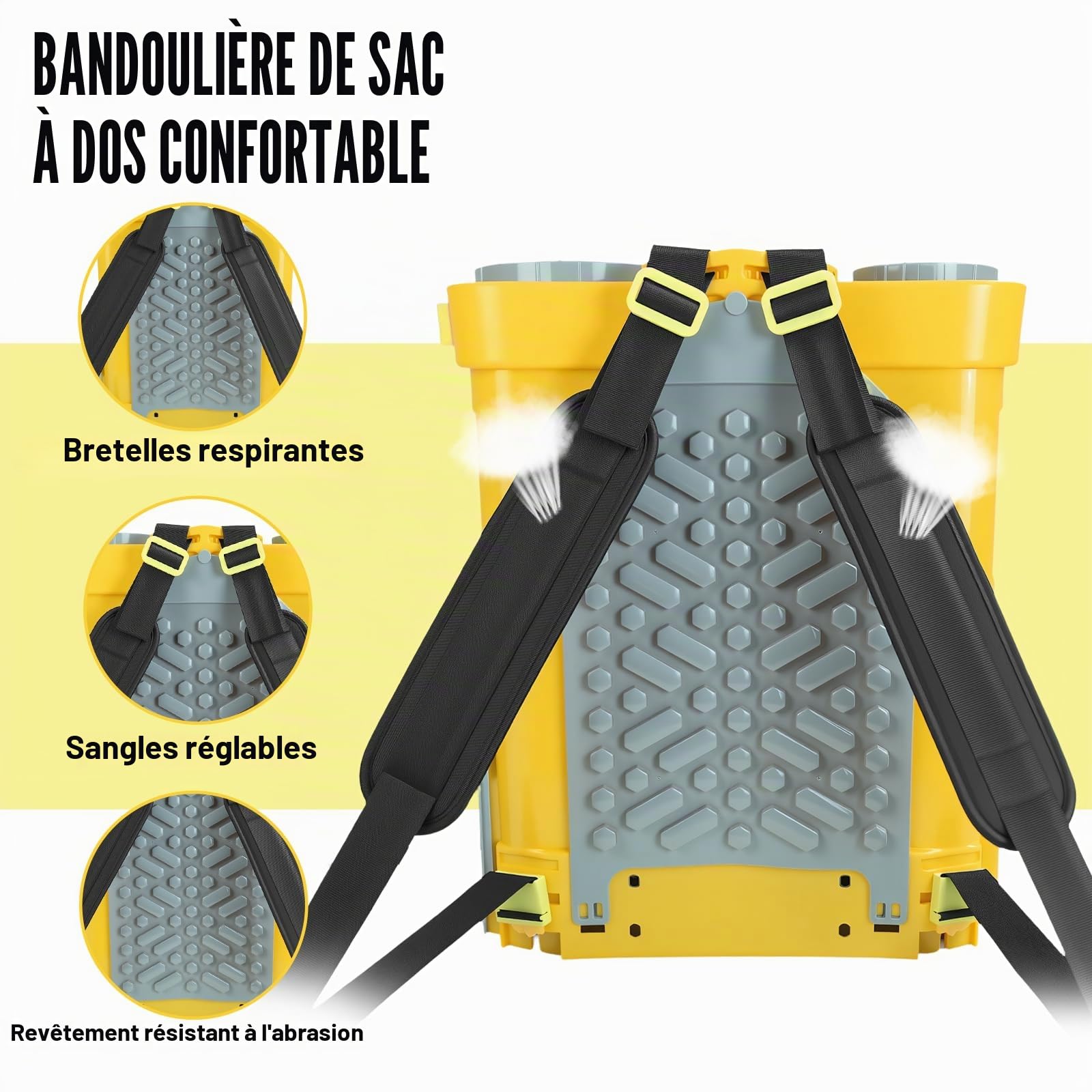 Pulvérisateur à Dos à Batterie 20L,pulvérisateur à Pression 100PSI,Compatible avec pour Dewalt 20V Li-ION, pulvérisateur à Dos avec 4 Buses,5.3gallons pour Le Jardin,la pulvérisation (sans Batterie)