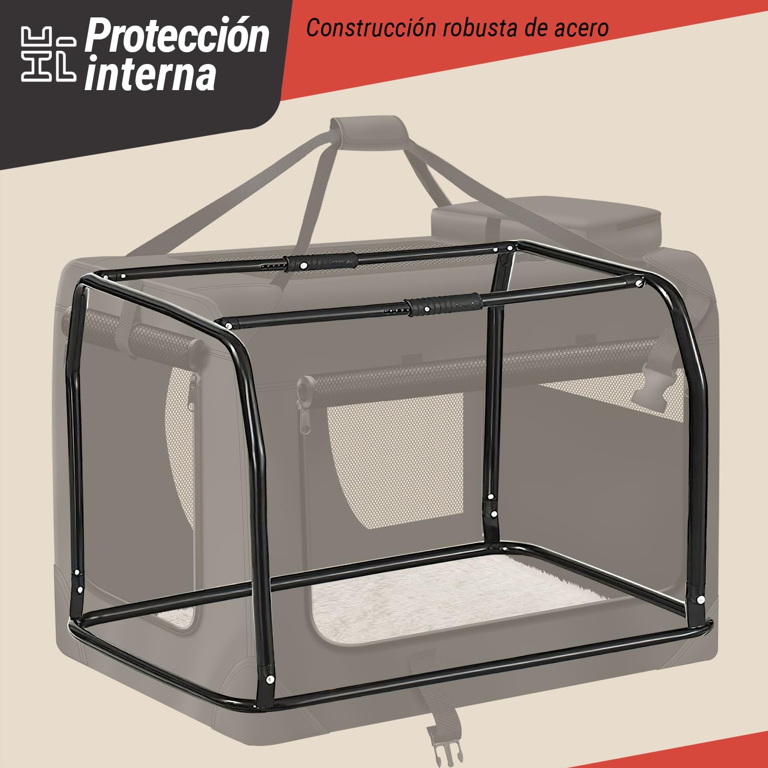 all Pets United® Transportín Plegable para Perros XL - 82x60x60 cm | Bolsa de transporte extensible - estructura de acero - nailon Oxford - apta para tren, coche y avión