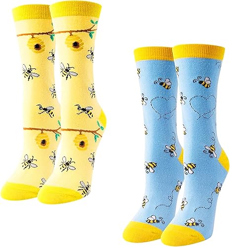 Miniatura 2 de HAPPYPOP Divertidos regalos para amantes de las vacas para mujeres, calcetines novedosos con estampado de vaca, calcetines de abeja, calcetines de