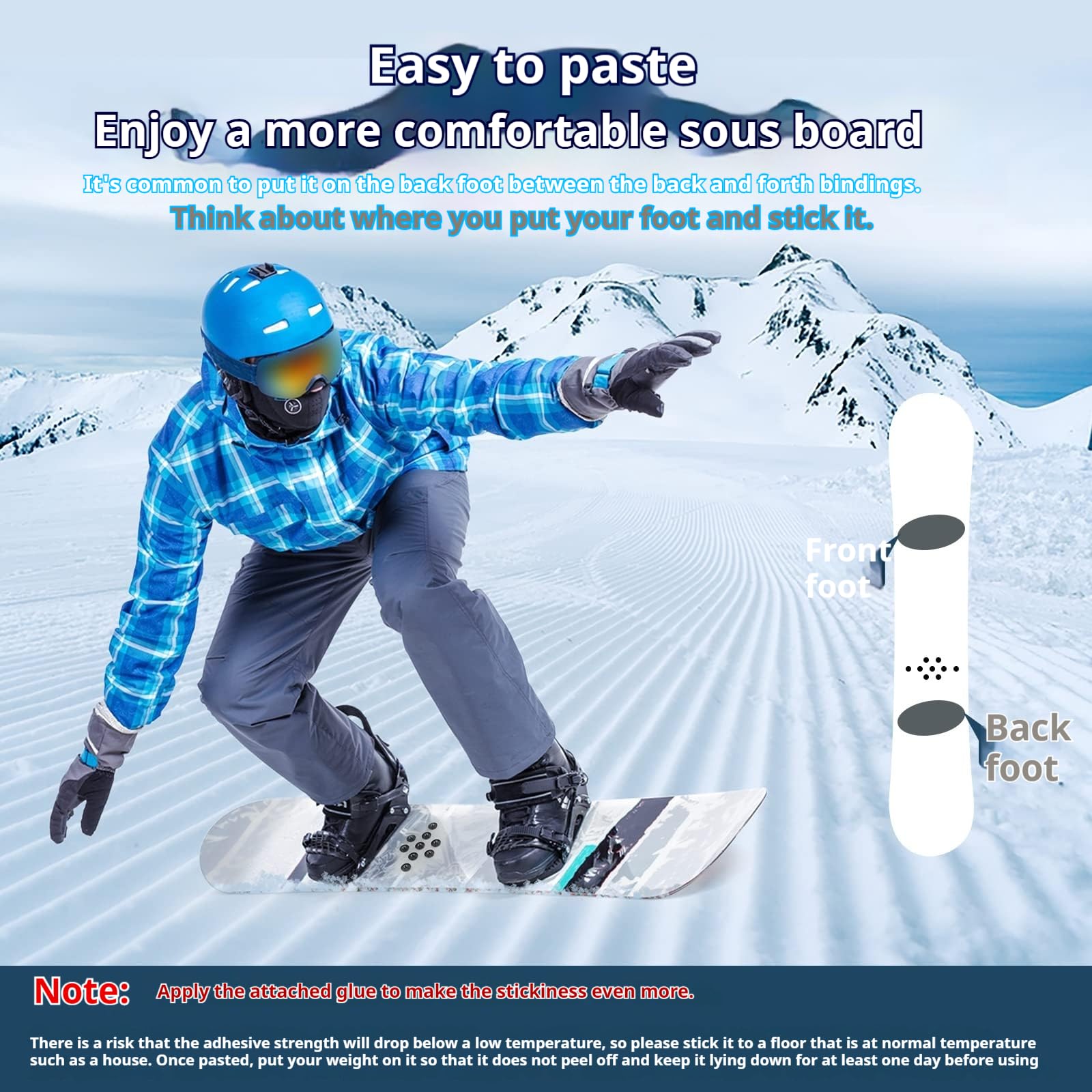 GIONAR 3D Snowboard Stomp Pad - 18 Zinc Alloy Studs, Self-Adhesive For Extra Grip (Silver)