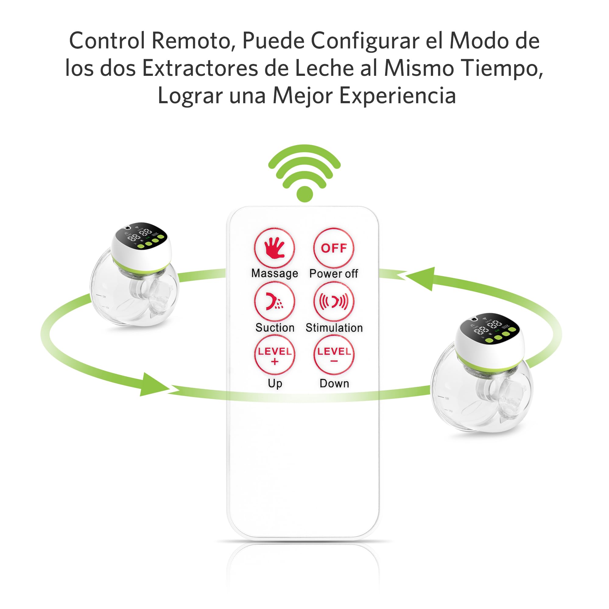 BESTEK Sacaleches Eléctrico Portátil con Control Remoto, 3 Modos y 9 Niveles, Extractor de Leche Silencioso y Recargable por USB-2 Piezas