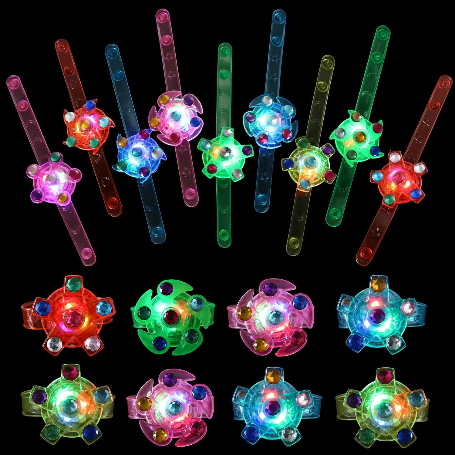 20 Pack Christmas Party Favors Goodie Bags Stuffers for Kids 4-8-12, Light Up Bracelets Party Favors Glow in The Dark Party Supplies, Christmas Birthday Gifts Bags Stuffers Treasure Box Toys for Kids
