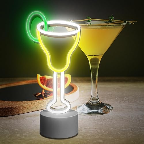 Miniatura 2 de Lumoonosity Letrero de neón de cóctel  USB  pilas para barra de neón para bar en casa, pub, decoración de mesa de fiesta, luz LED de cóctel con