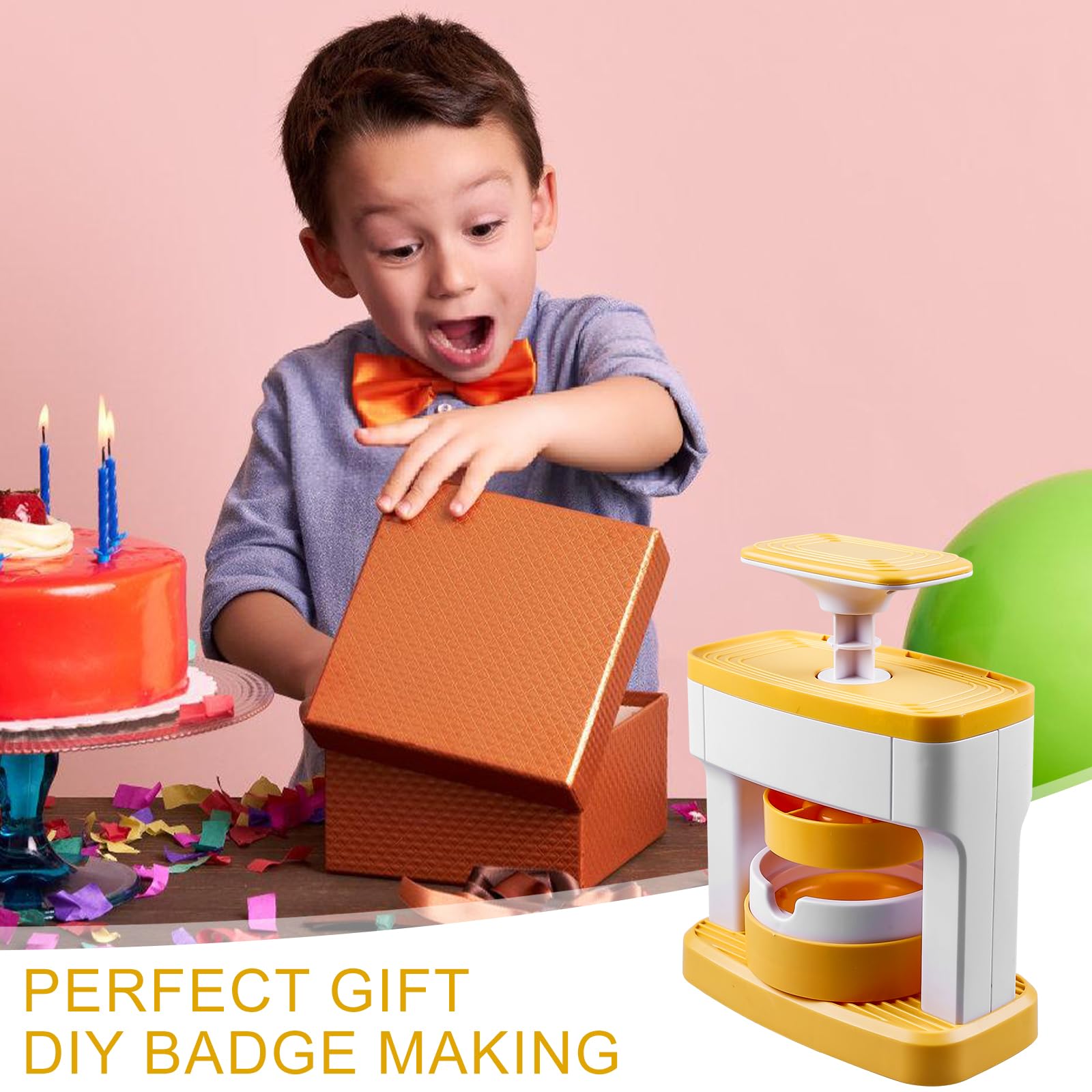 98 Pièces Machine à Badge, 55mm Machine a Faire des Badge avec 48 Papiers à Motifs et 48 Badges, 1 Emporte-Pièce Rond, Machines à Bouton DIY pour Cadeaux d'Enfants et Créations DIY