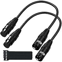 Vista 7 de Elecan Cable adaptador DMX DMX512 hembra a 3 pines XLR macho DMX Turnaround de 0.5 pies/2 unidades, transmisión de señal premium para micrófono