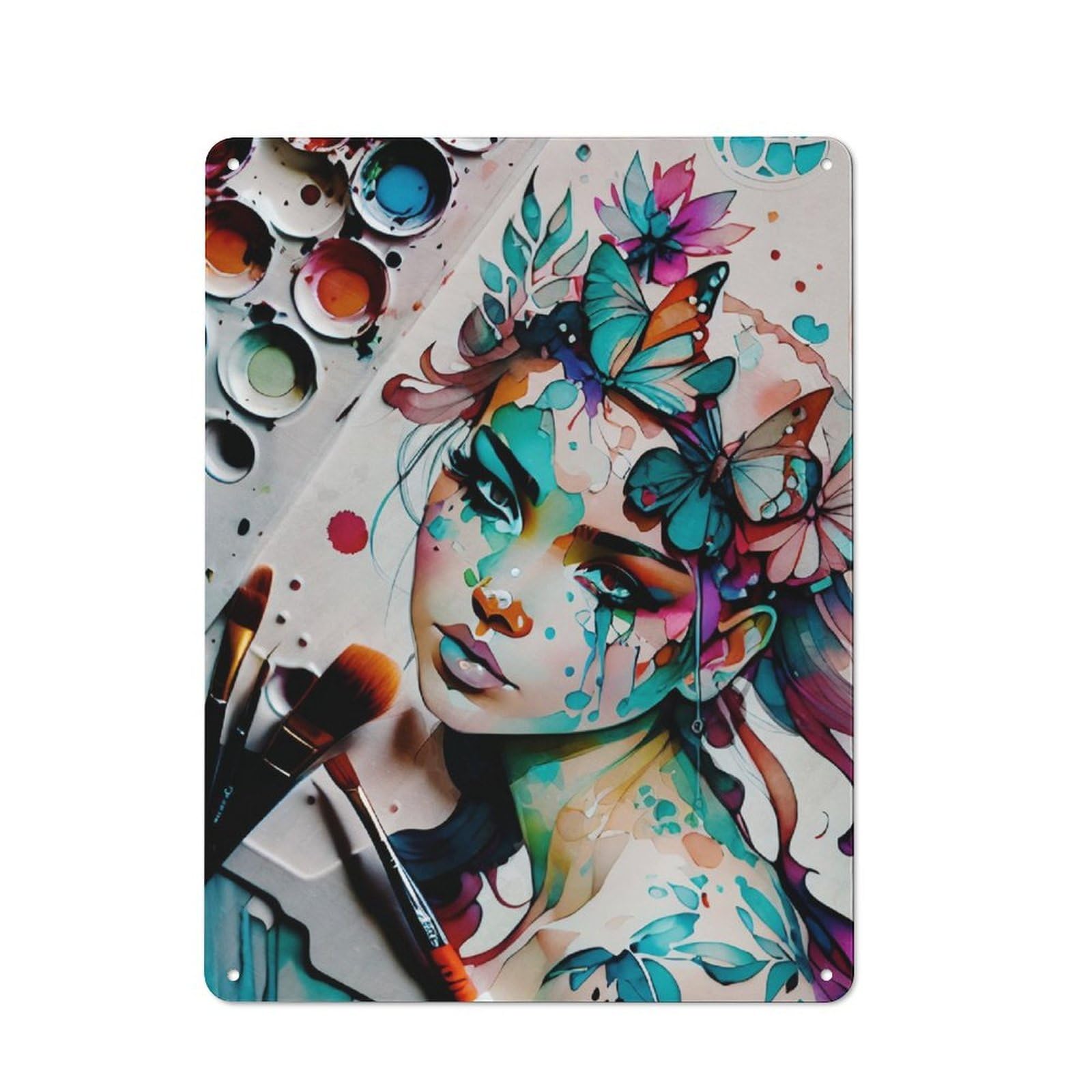 Junmoney Watercolor Fae Retro Tin Sign 40X30cm For Bar Or Restaurant, For Collectors Of Retro Metal Wall Decor