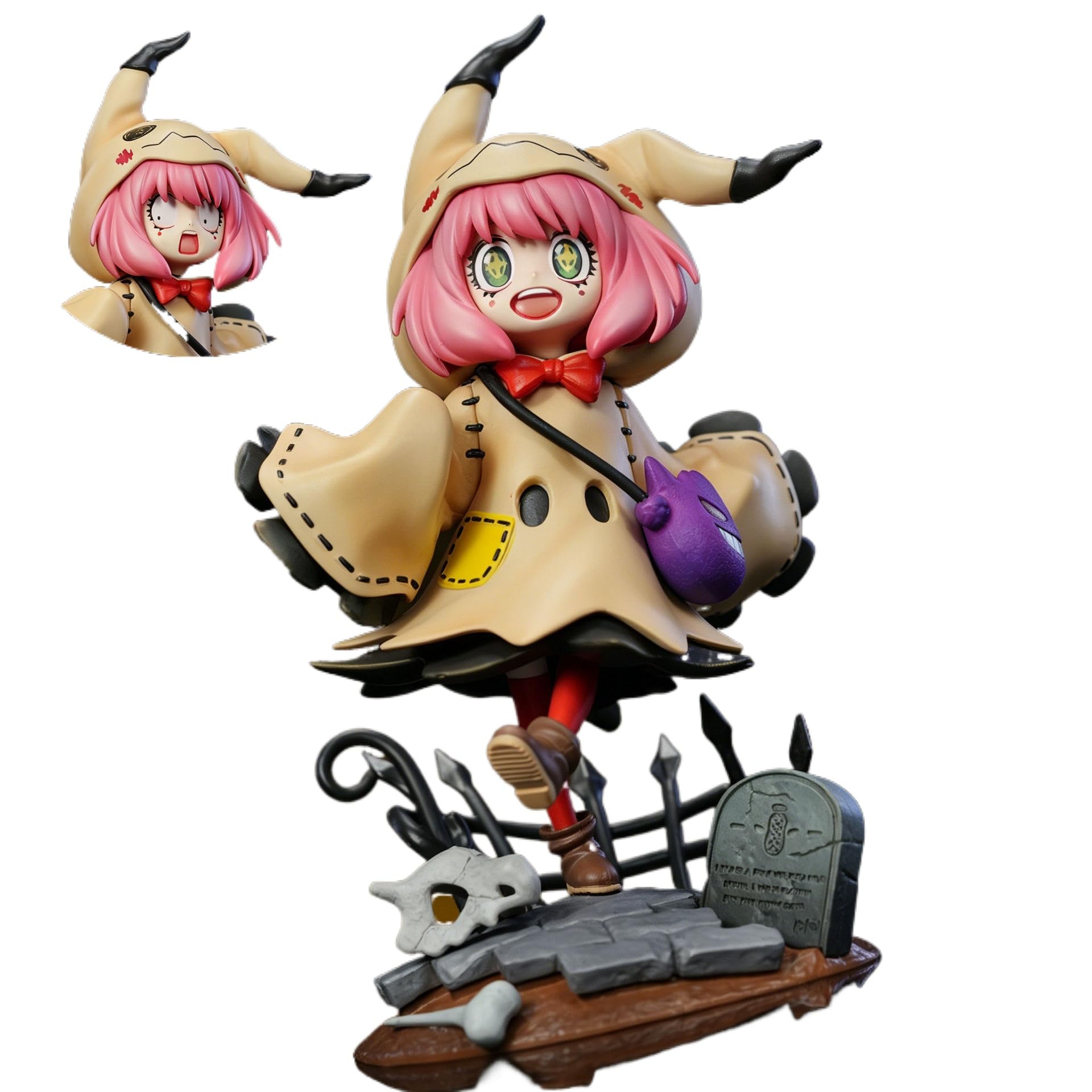 REOZIGN Anya Figur, Halloween-Kleid Ersatzgesicht Anya Forger Figur 22 cm handgefertigt PVC Action-Modell Dekoration Statue Geschenke