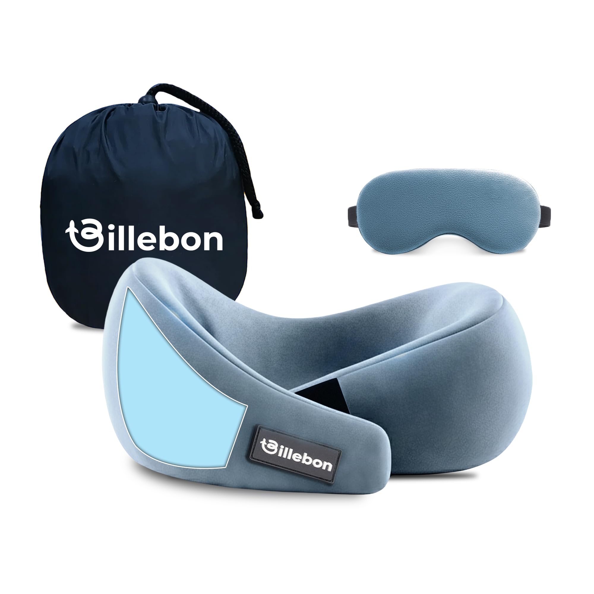 Memory Foam Neck Pillow, Travel Pillow with Adjustable Velcro Straps, Neck Pillow for Travelling & Flight Travel, Ergonomic Support for Comfort & Pain Relief(Grey Combo)