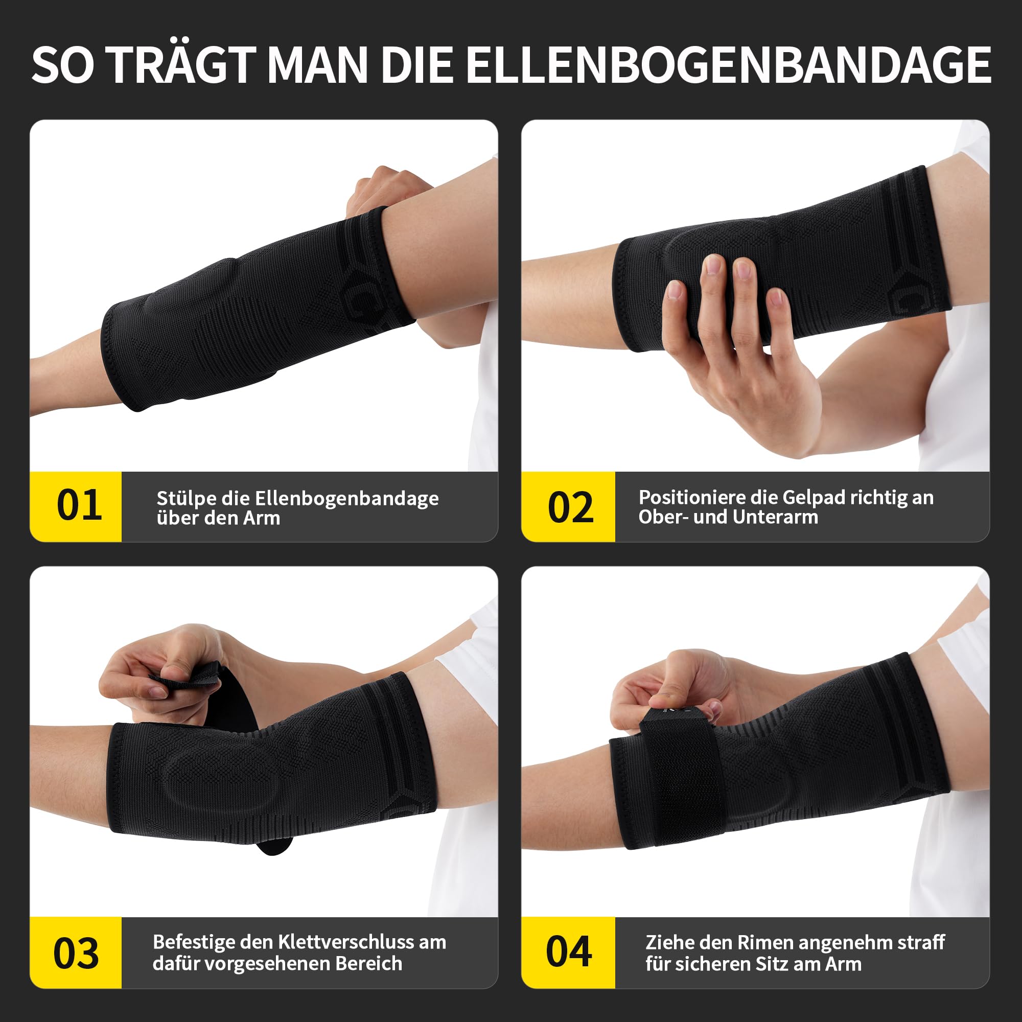 CAMBIVO 2 Pack Ellenbogenbandage mit Riemen & Gel-Polster, Tennisarm Bandage Herren Damen für Tendinitis, Arthritis, Bandage Ellenbogen für Gewichtheben, Golf, Tennis, Garden