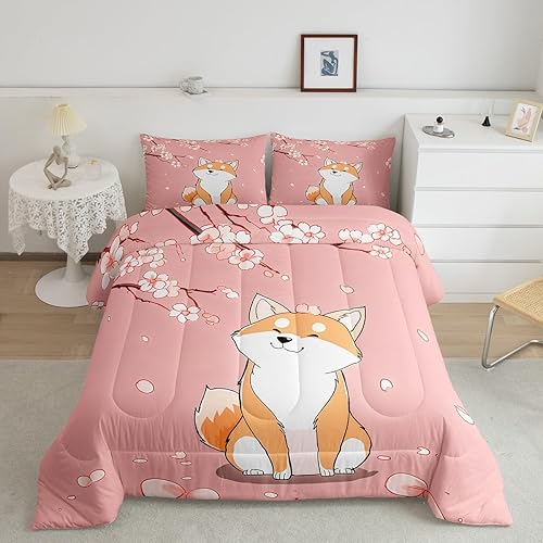 Miniatura 41 de Feelyou - Juego de edredón de olas japonesas tamaño queen para niños, flores de cerezo, edredón para niños, niñas y adolescentes, decoración de Azul