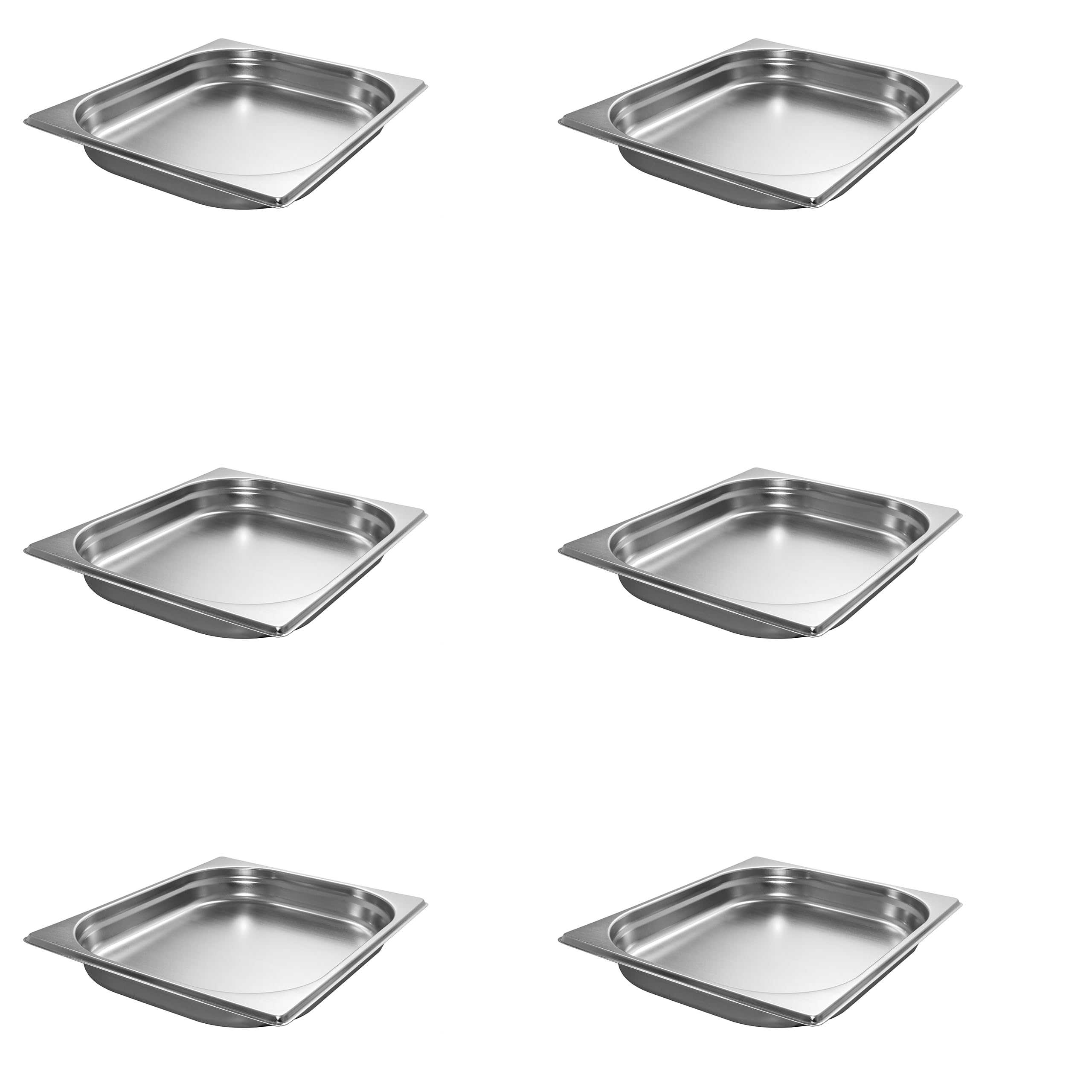 6 Stück GN 1/2 Gastronormbehälter GN-Behälter Edelstahl 2,5 Liter Tiefe 40mm Gastronorm