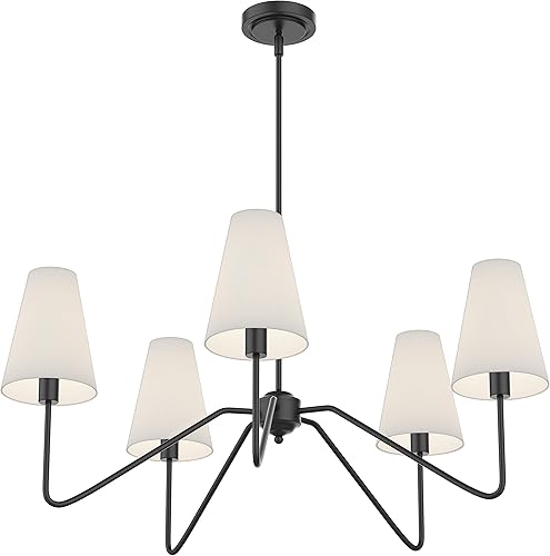 Miniatura 10 de Electro bp Candelabros clásicos de 5 brazos de 30 pulgadas de diámetro, oro pulido con cortinas de lino blanco, 200 W