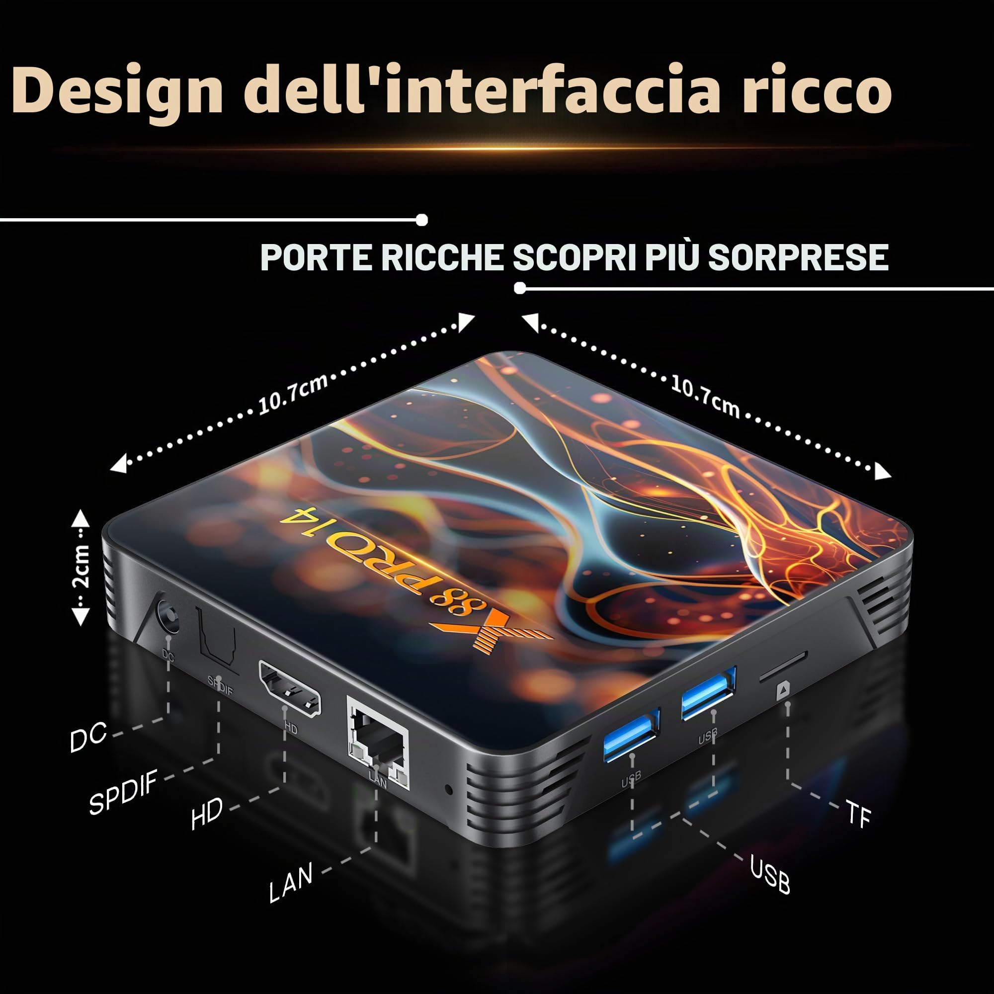 GREVA Android 14.0 TV Box, 8K Android Box 2 GB RAM 16 GB ROM RK3518 Quad-Core 64 bit Cortex-A53, UHD Smart TV Box Internet 2,4/5,0 GHz Dual Wi-Fi6 10/100 M Ethernet LAN Bluetooth 5.0 HDMI 2.1 HDR10