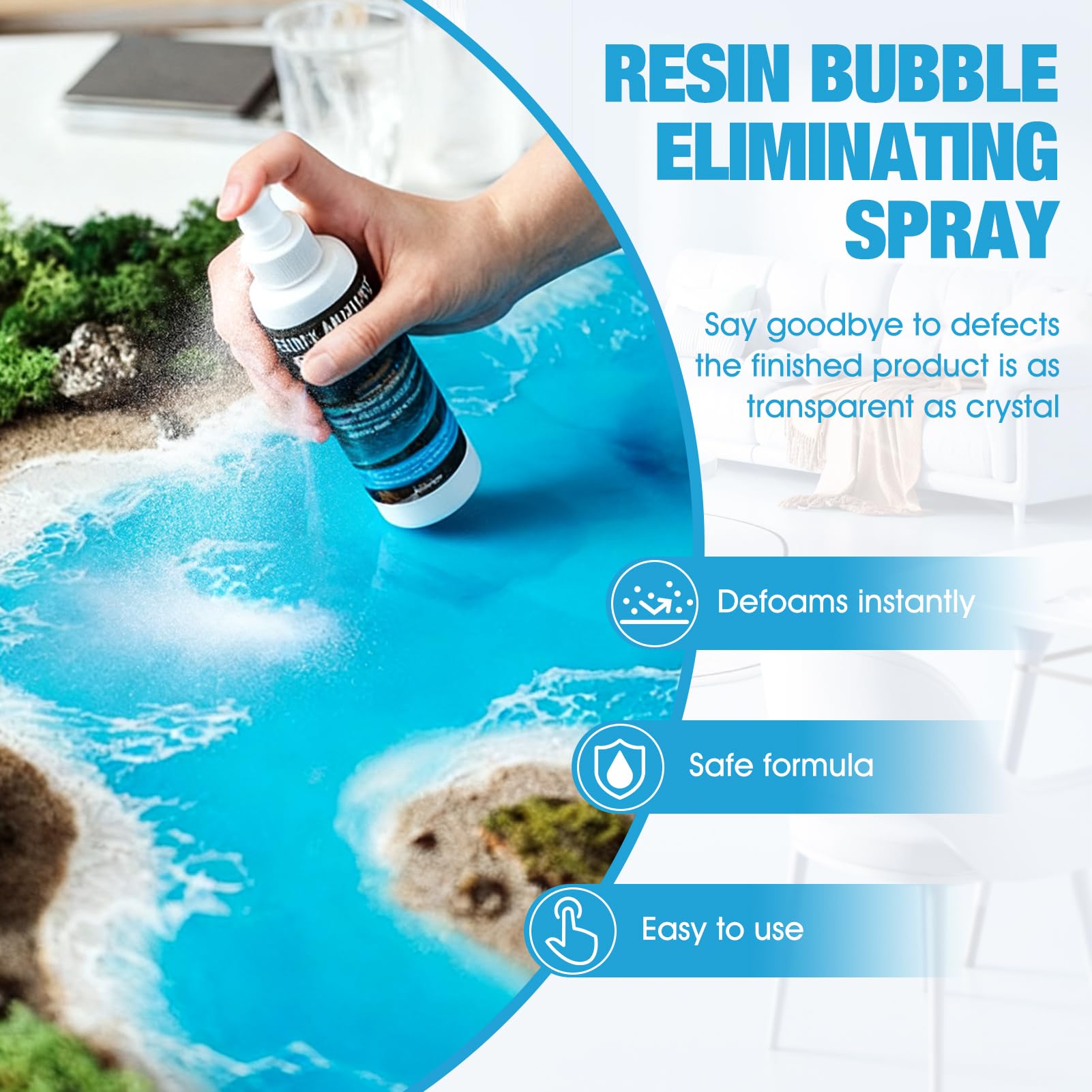 Spray Correttivo Anti-Bolle per Resina Epossidica, Rimuovi Bolle di Resina, Accessori per Tavoli in Resina e River Art - Rimuove Bolle D'aria Dalle Superfici in Modo Facile Efficace, 200ml