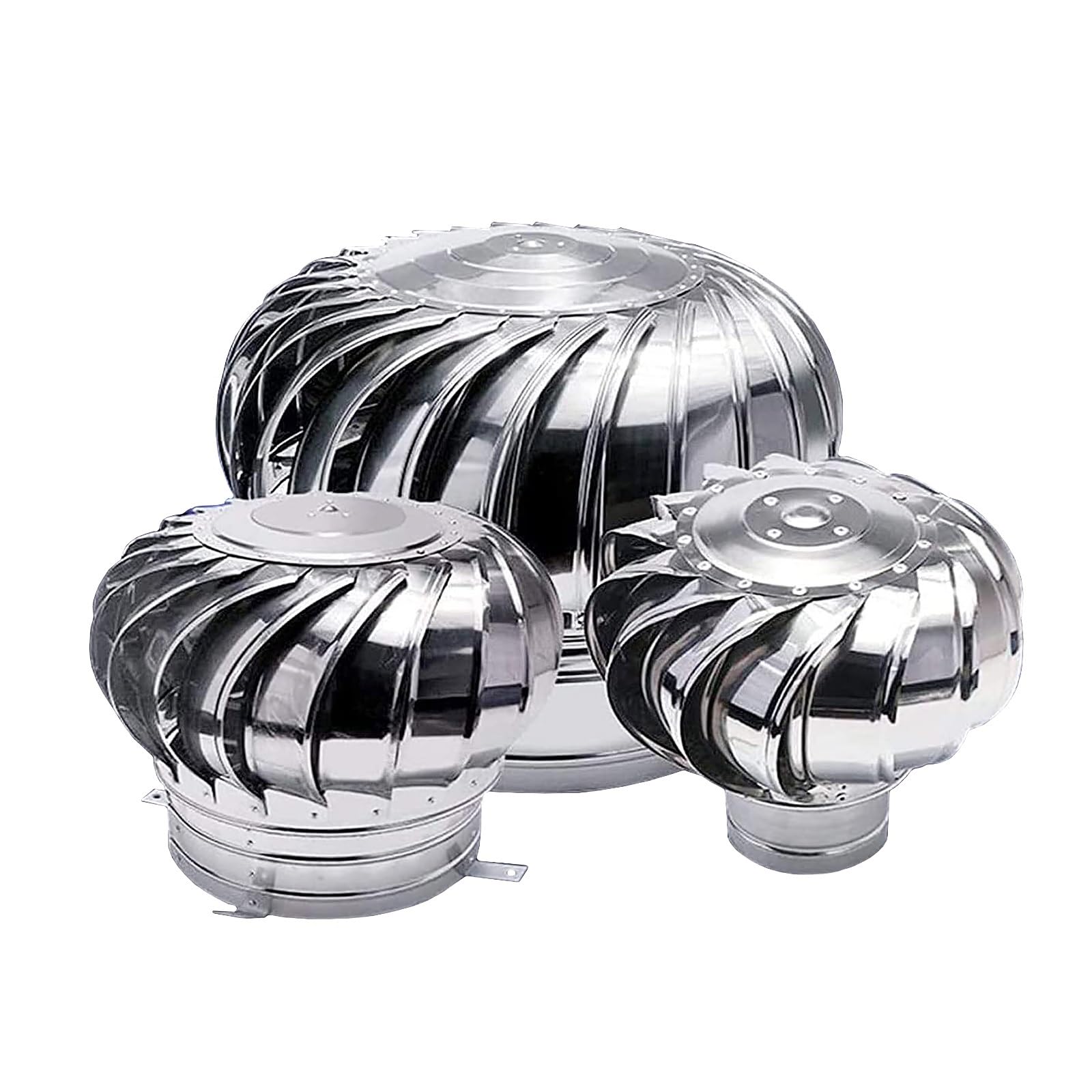 Chimney Cowl, Wind Rotating Turbine Ventilator,Galvanized Internal Support,Unpowered Chimney Cap(300mm)