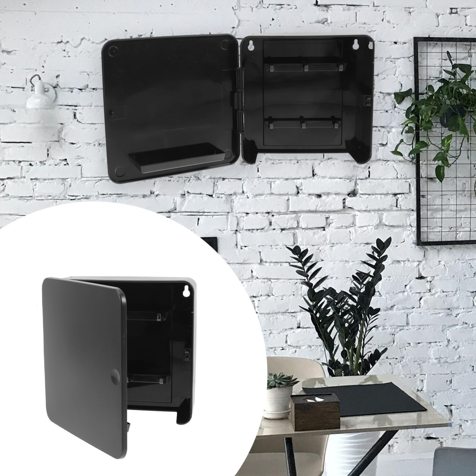 Portachiavi da Appendere al Muro Magnetico senza Foratura in Plastica Nero Design Moderno Elegante per Ufficio e Libreria