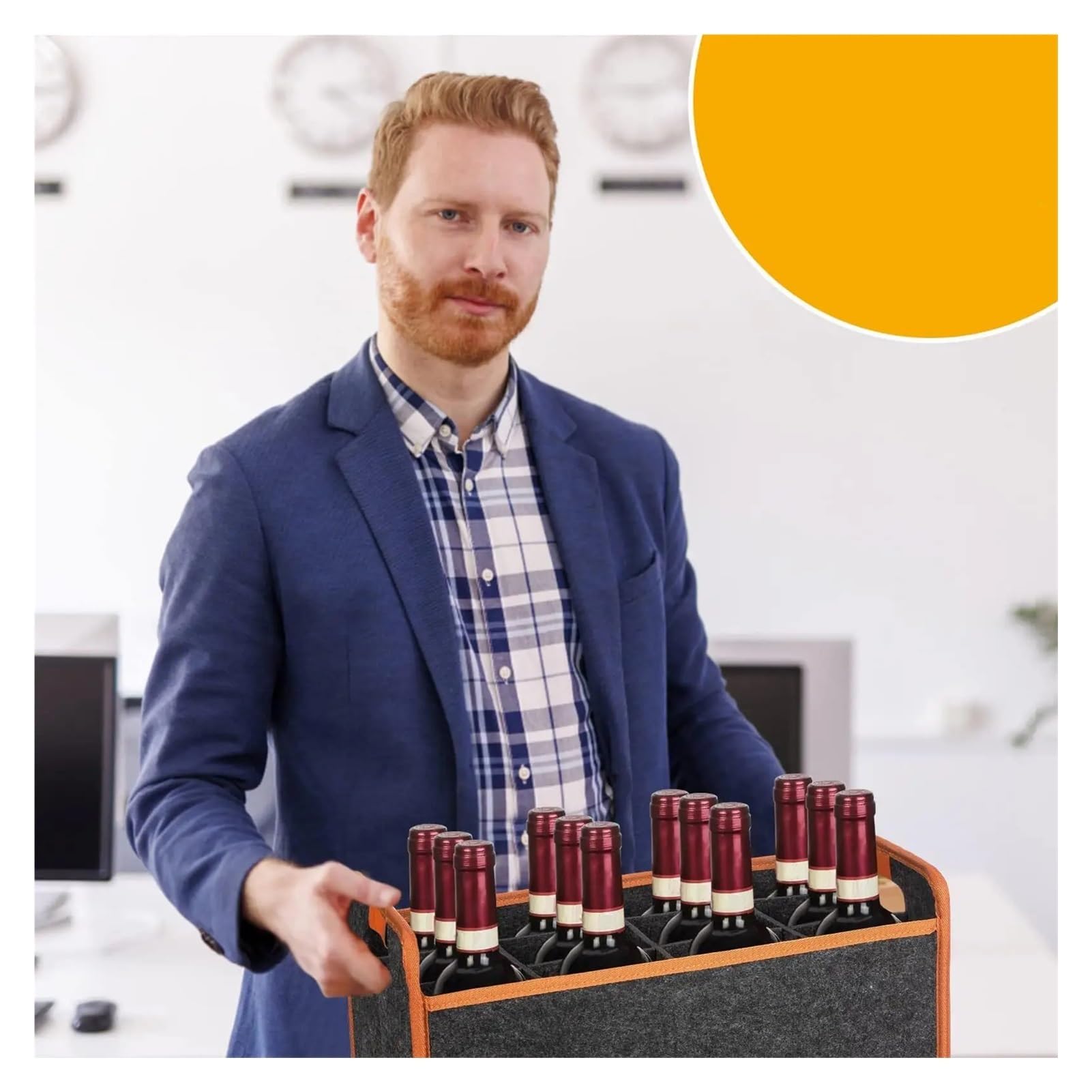 2PCS 12 Bottle Felt Wine Carrier Storage Box with Divider Liquor Tote with Comfort Handle Portable Travel Bag für Wein & Bier