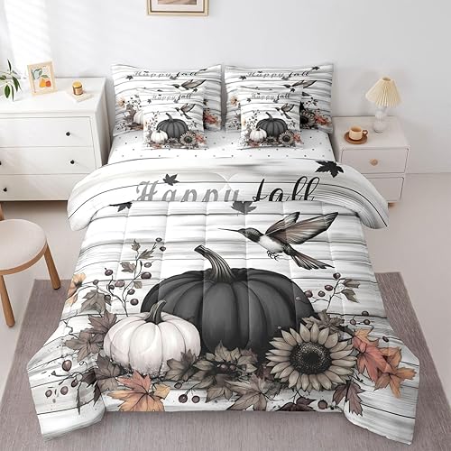 Miniatura 29 de Feelyou Juego de edredón de flores con sábanas, tamaño individual, cama de flores groovy en una bolsa, diseño de flores hippie de los años 70, juego