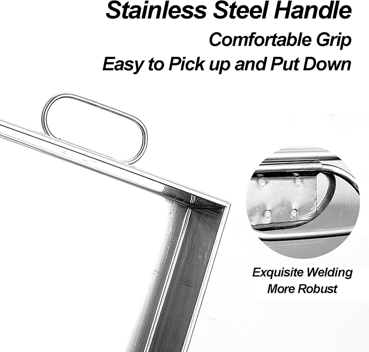 Metal Stainless Steel Drip Tray, Oil Drip Pan with Handle, Plant Trays for Pots, Drain Pan Storage for Fruits, Vegetables, Refrigerators(32x32x6.5cm/13x13x3in)
