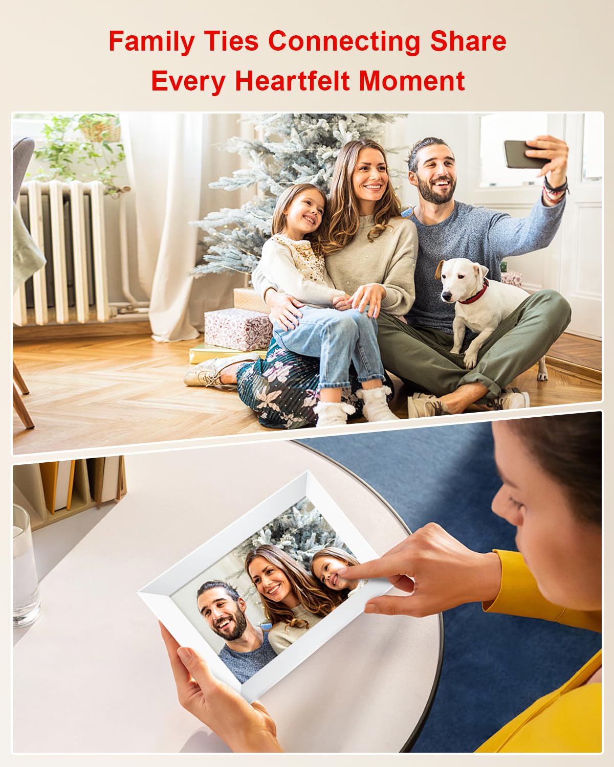 10,1 Zoll WiFi Digitaler Bilderrahmen, 1280x800 HD IPS Touchscreen Foto Rahmen, 32GB Speicher, Automatische Rotation, Wandmontagefähig (White, Frameo 10)