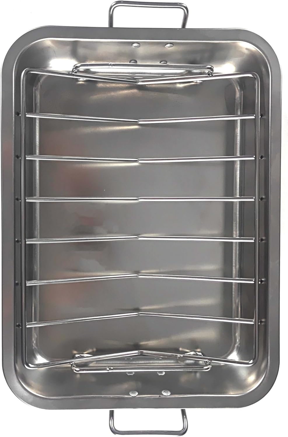 16" Premium Stainless Steel Roaster Pan Set with Baking & V-Shaped Racks - Heavy Duty, Healthy & Dishwasher Safe for Turkey, Chicken
