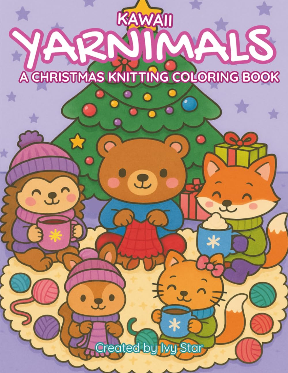 Kawaii Yarnimals: Cute Christmas knitting animals, cozy winter scenes and yarn to color