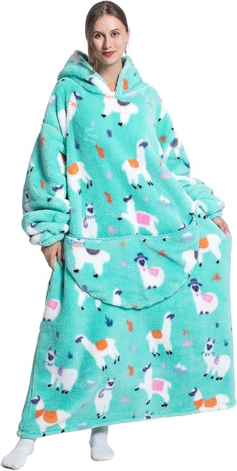JOREAY Extra Long Oversized Blanket Hoodie, Adult Women Snuggle Fleece Wearable Blanket, Fluffy Giant Hooded Sweatshirt for Teens
