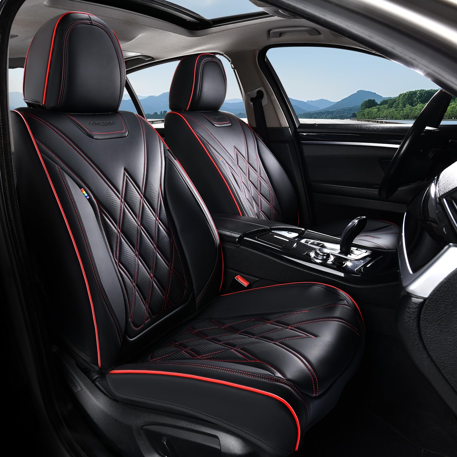 Coverado Car Seat Covers, Front Covers for Cars, Car Seat Cover Front Seats, Car Seat Protector Waterproof, Leather Car Seat Cushion, Universal Interior Covers Seat Protectors for Most Cars Purple