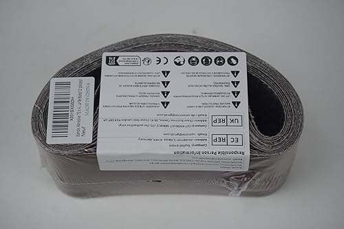 Miniatura 8 de Paquete de cinta de lijado de 3 x 18 pulgadas, 3 x 18 pulgadas, 12 unidades (4 de cada uno de 80, 120 y 150 granos), óxido de aluminio para lijadora