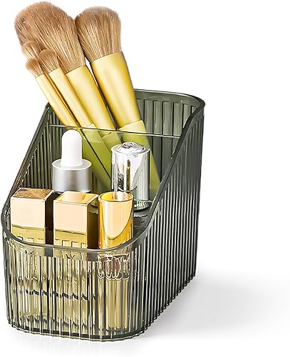 HOMDOMEZ Large Capacity Makeup Brush Holder, 3-Slot Makeup Organizer, Storage Box for Organizing Makeup Brushes, Cosmetics, Stationery, Tools,
